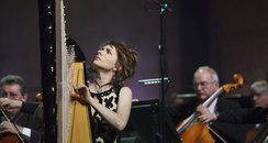 Catrin Finch Classic FM live in Cardiff during reh